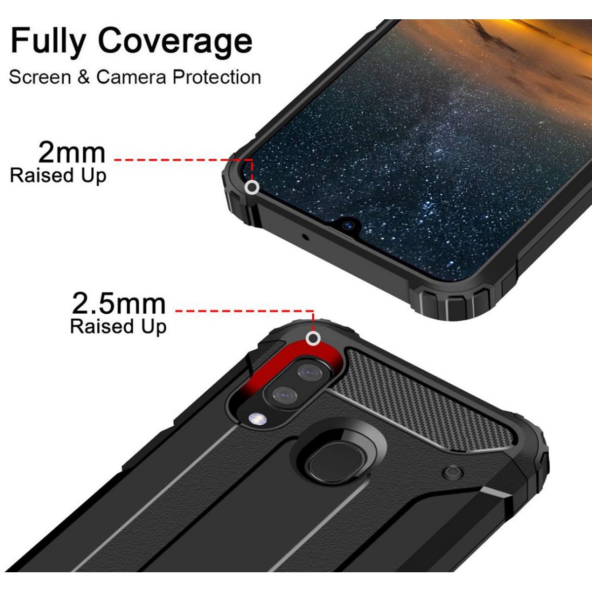 Funda Tipo Hybrid Tough Armor (Pc+Tpu) Negra para Samsung Galaxy A20e 5.8