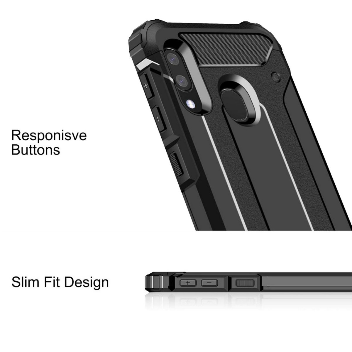 Funda Tipo Hybrid Tough Armor (Pc+Tpu) Negra para Samsung Galaxy A20e 5.8