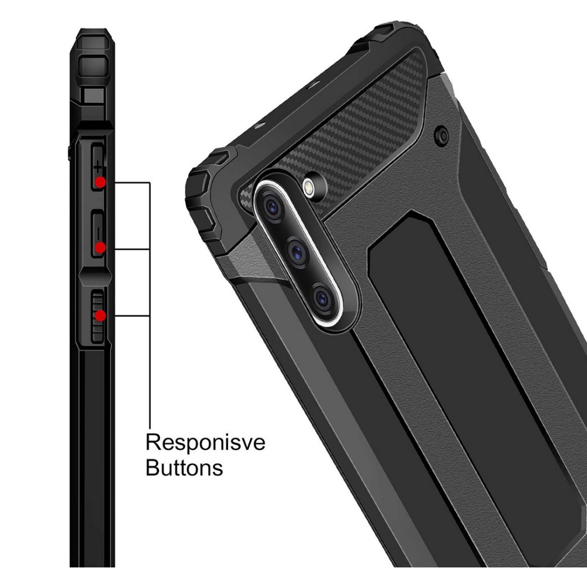 Funda Tipo Hybrid Tough Armor (Pc+Tpu) Negra para Samsung Galaxy Note10