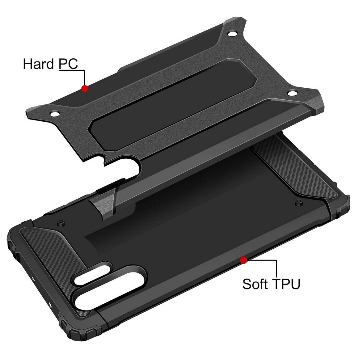 Funda Tipo Hybrid Tough Armor (Pc+Tpu) Negra para Samsung Galaxy Note10+