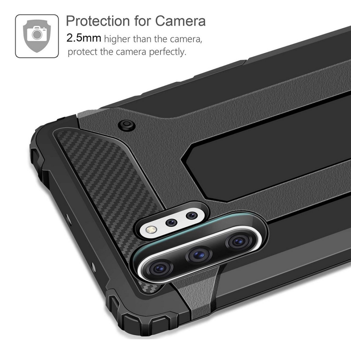 Funda Tipo Hybrid Tough Armor (Pc+Tpu) Negra para Samsung Galaxy Note10+