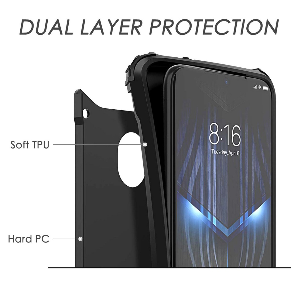 Funda Tipo Hybrid Tough Armor (Pc+Tpu) Negra para Xiaomi Redmi Note 7