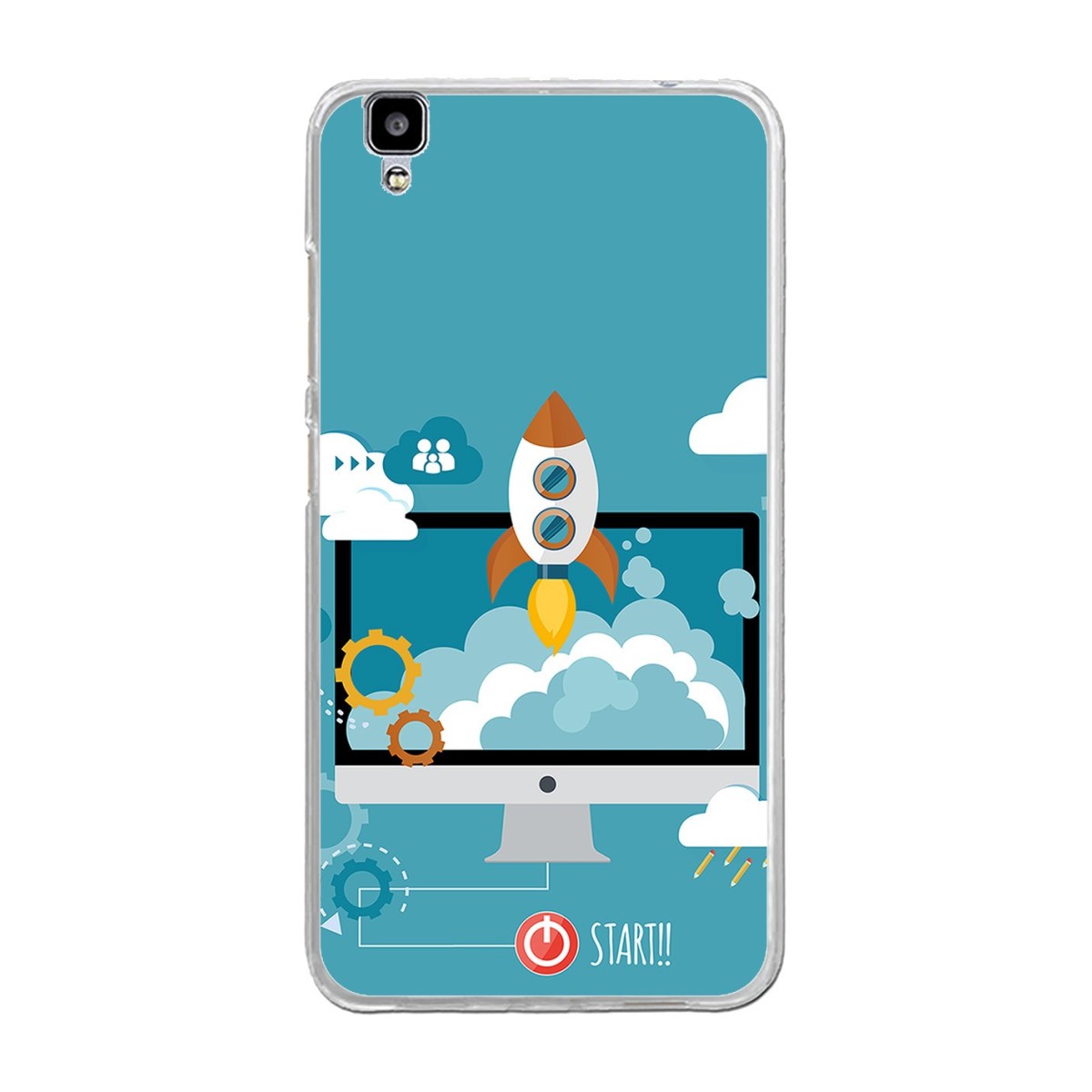 Funda Gel Tpu para Bluboo Maya 5.5" Diseño Cohete Dibujos