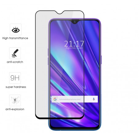 Protector Cristal Templado Completo 5D Full Glue Negro para Realme 5 Pro Vidrio