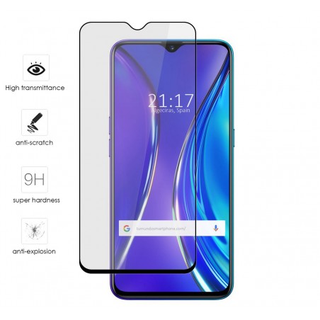 Protector Cristal Templado Completo 5D Full Glue Negro para Realme X2 Vidrio