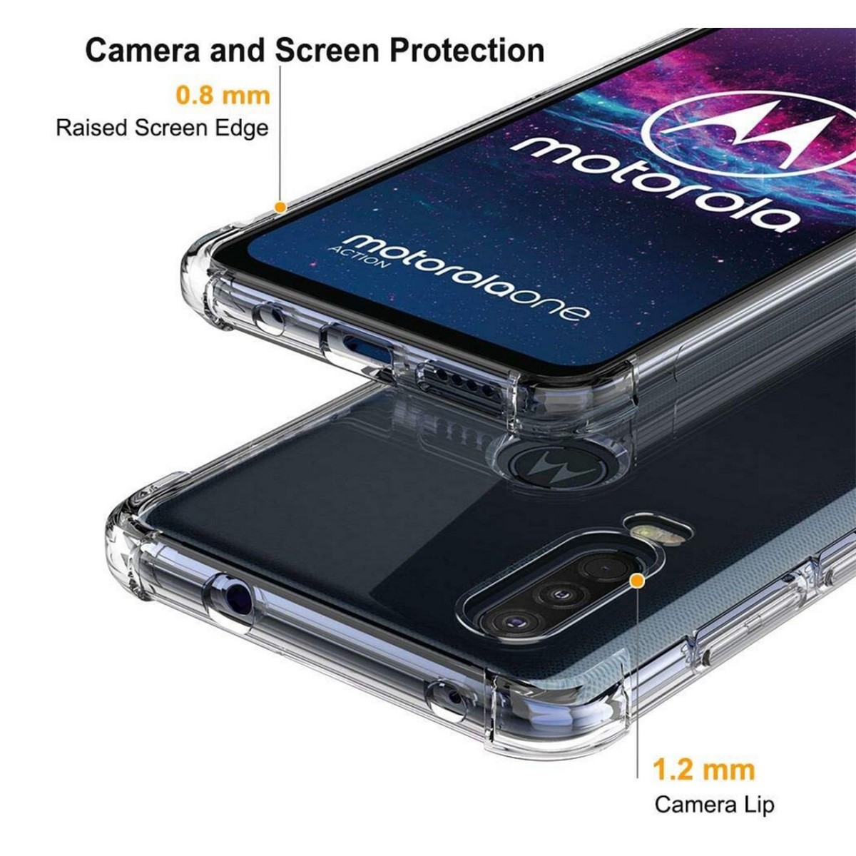 Funda Gel Tpu Anti-Shock Transparente para Motorola One Action