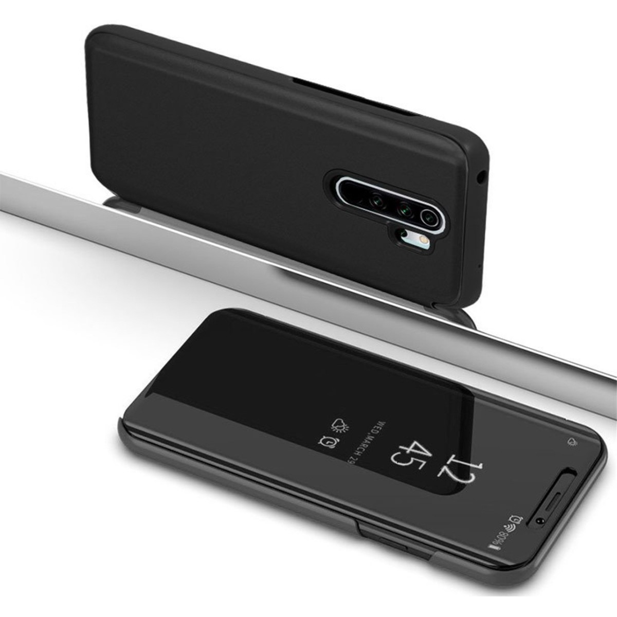 Funda Flip Cover Clear View para Xiaomi Redmi Note 8 Pro color Negra