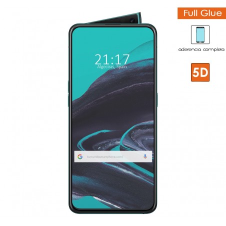 Protector Cristal Templado Completo 5D Full Glue Negro para Oppo Reno 2 Vidrio