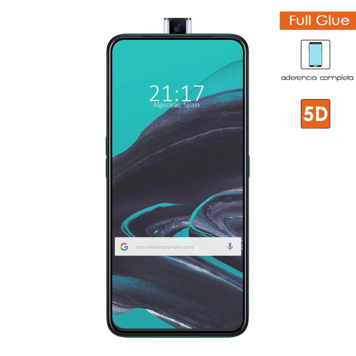 Protector Cristal Templado Completo 5D Full Glue Negro para Oppo Reno 2Z Vidrio