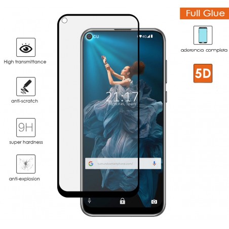 Protector Cristal Templado Completo 5D Full Glue Negro para Oukitel C17 Pro Vidrio