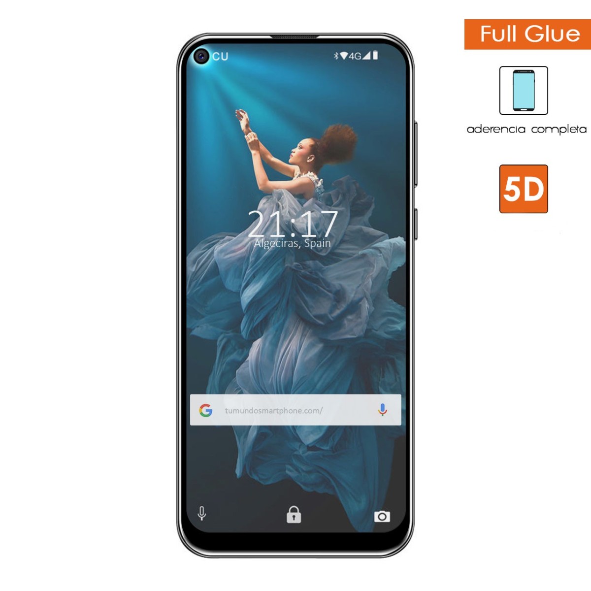 Protector Cristal Templado Completo 5D Full Glue Negro para Oukitel C17 Pro Vidrio