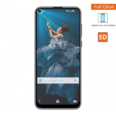 Protector Cristal Templado Completo 5D Full Glue Negro para Oukitel C17 Pro Vidrio