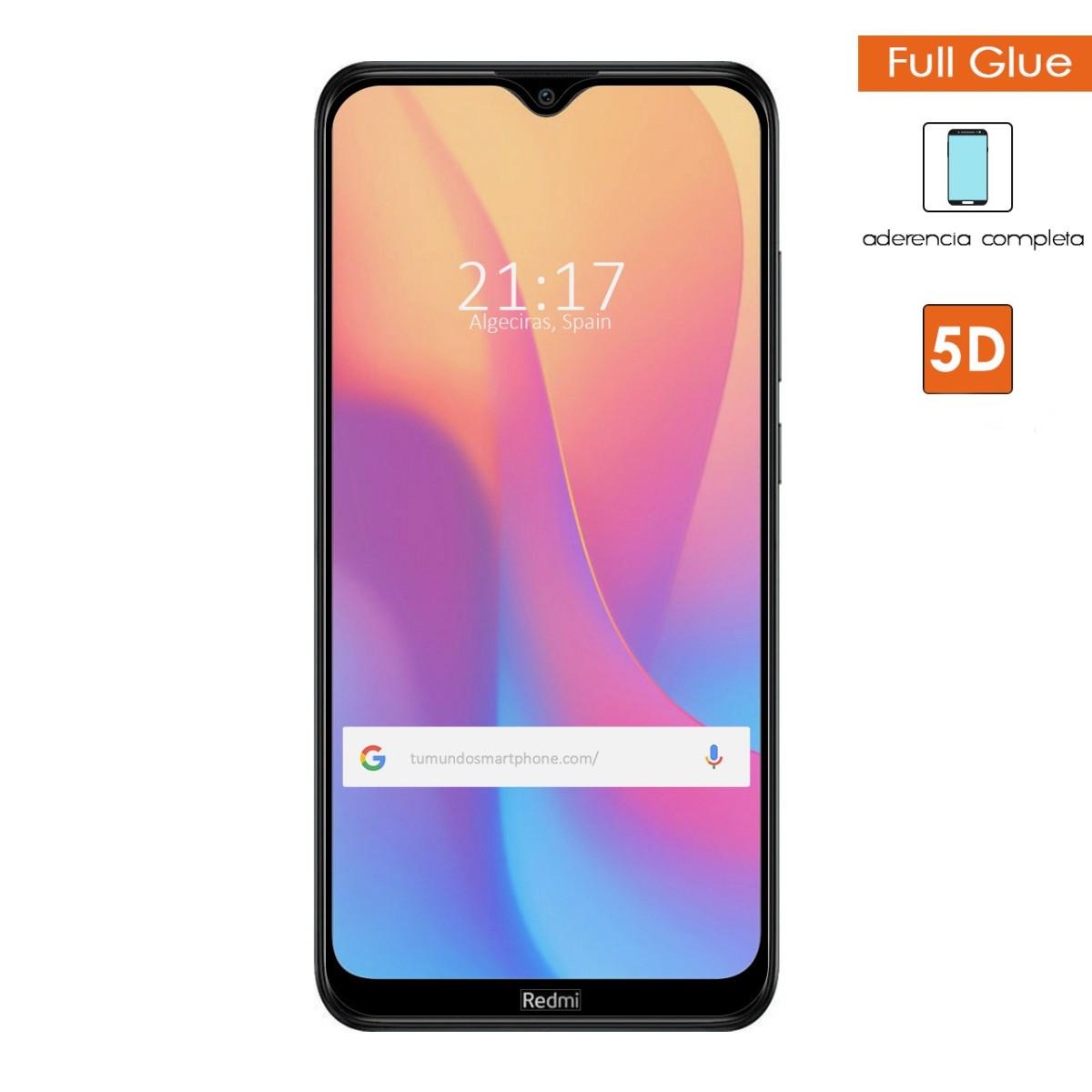 Protector Cristal Templado Completo 5D Full Glue Negro para Xiaomi Redmi 8 / 8A Vidrio