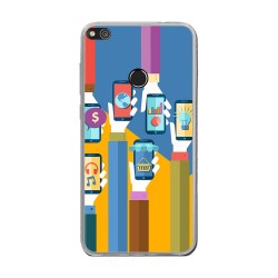 Funda Gel Tpu para Huawei P8 Lite 2017 Diseño Apps Dibujos