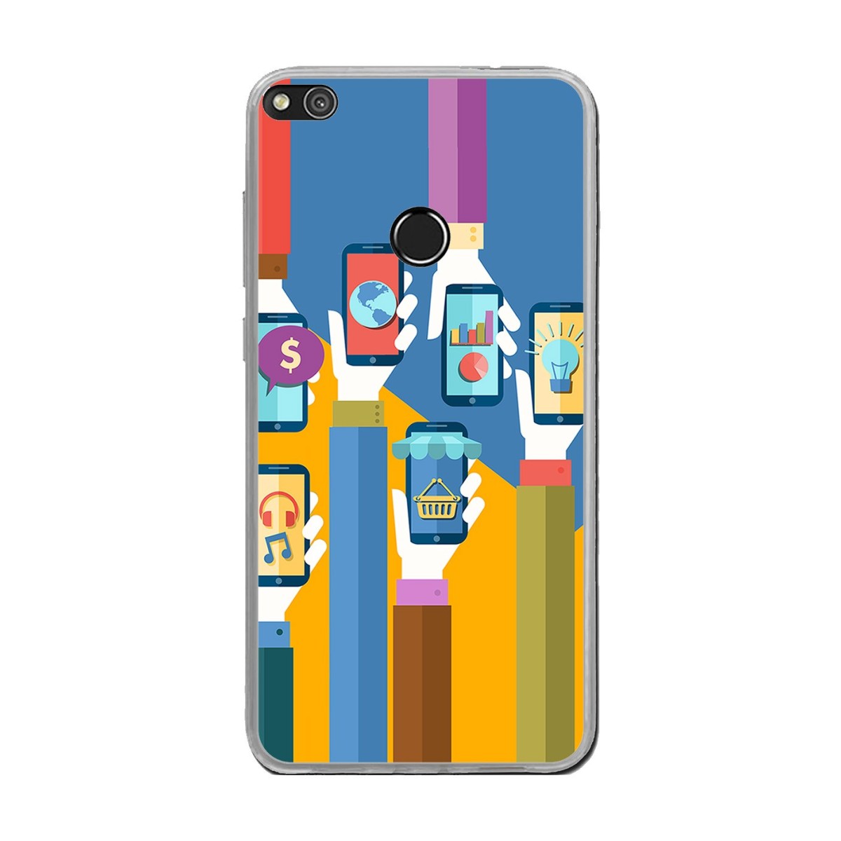 Funda Gel Tpu para Huawei P8 Lite 2017 Diseño Apps Dibujos