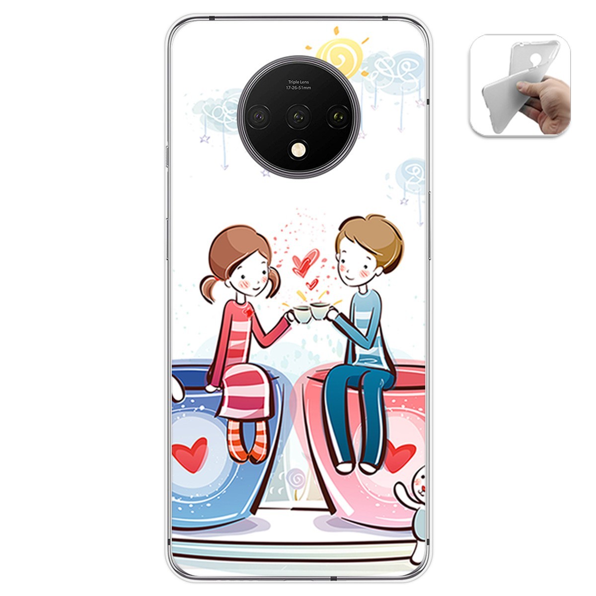 Funda Gel Tpu para Oneplus 7T diseño Café Dibujos