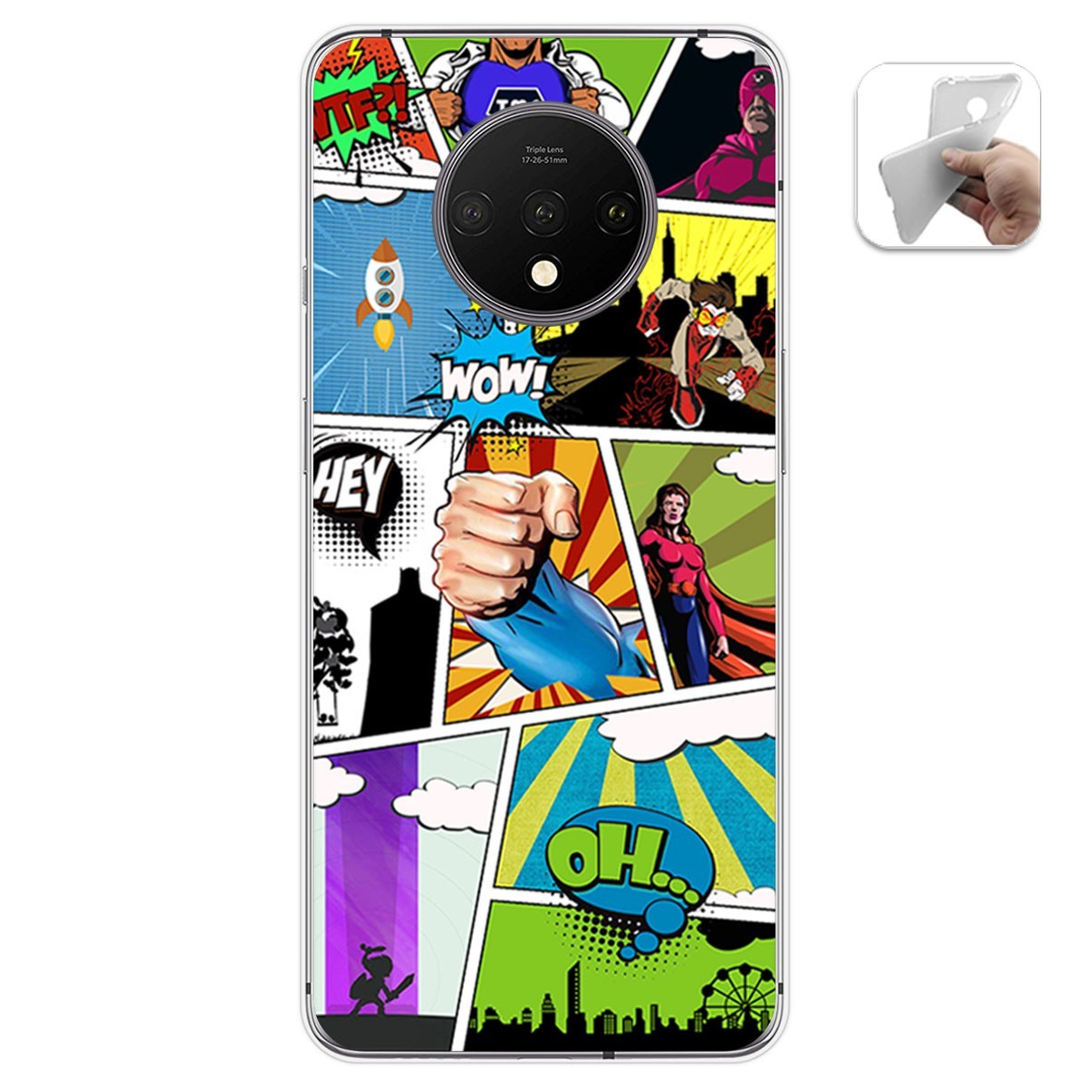 Funda Gel Tpu para Oneplus 7T diseño Comic Dibujos