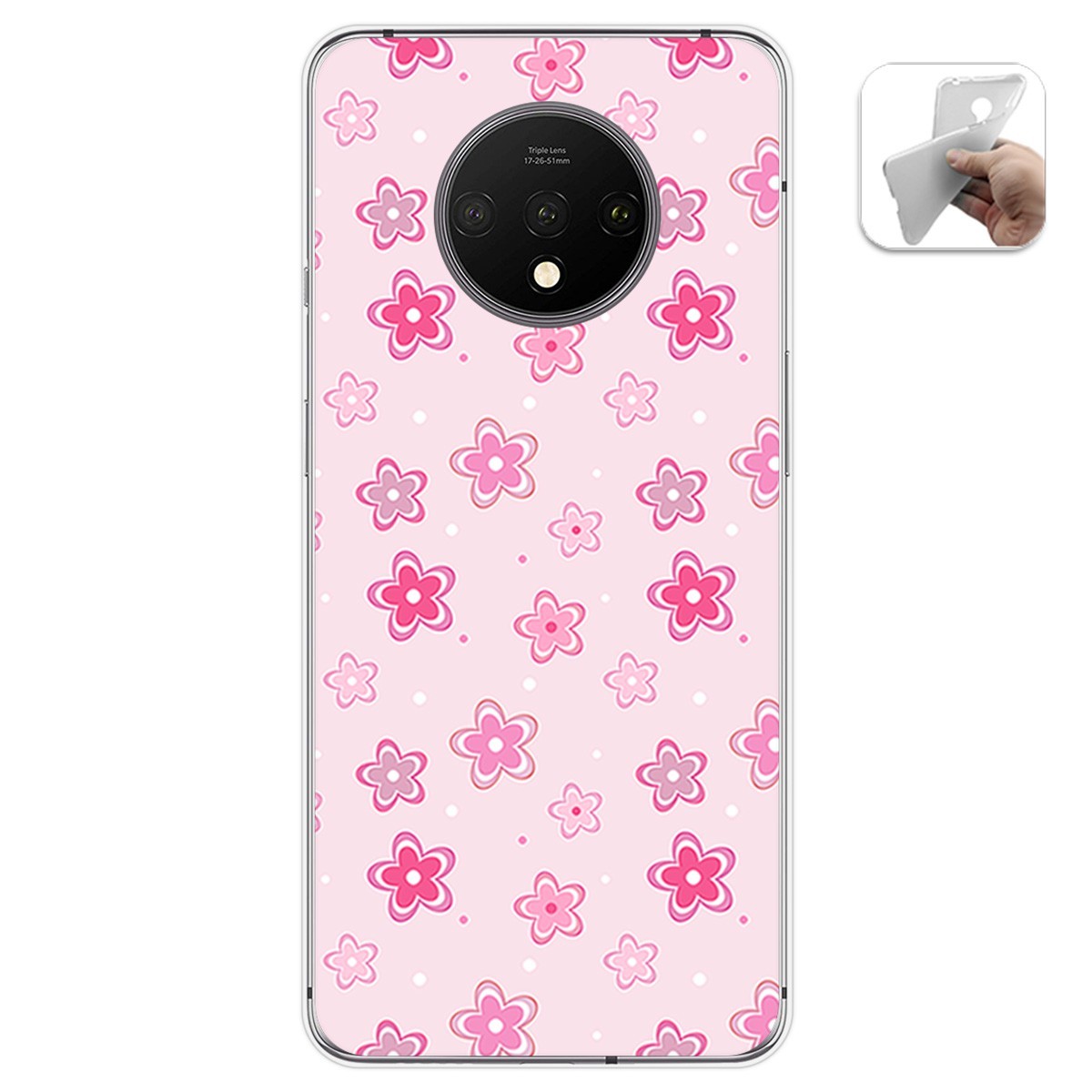 Funda Gel Tpu para Oneplus 7T diseño Flores Dibujos