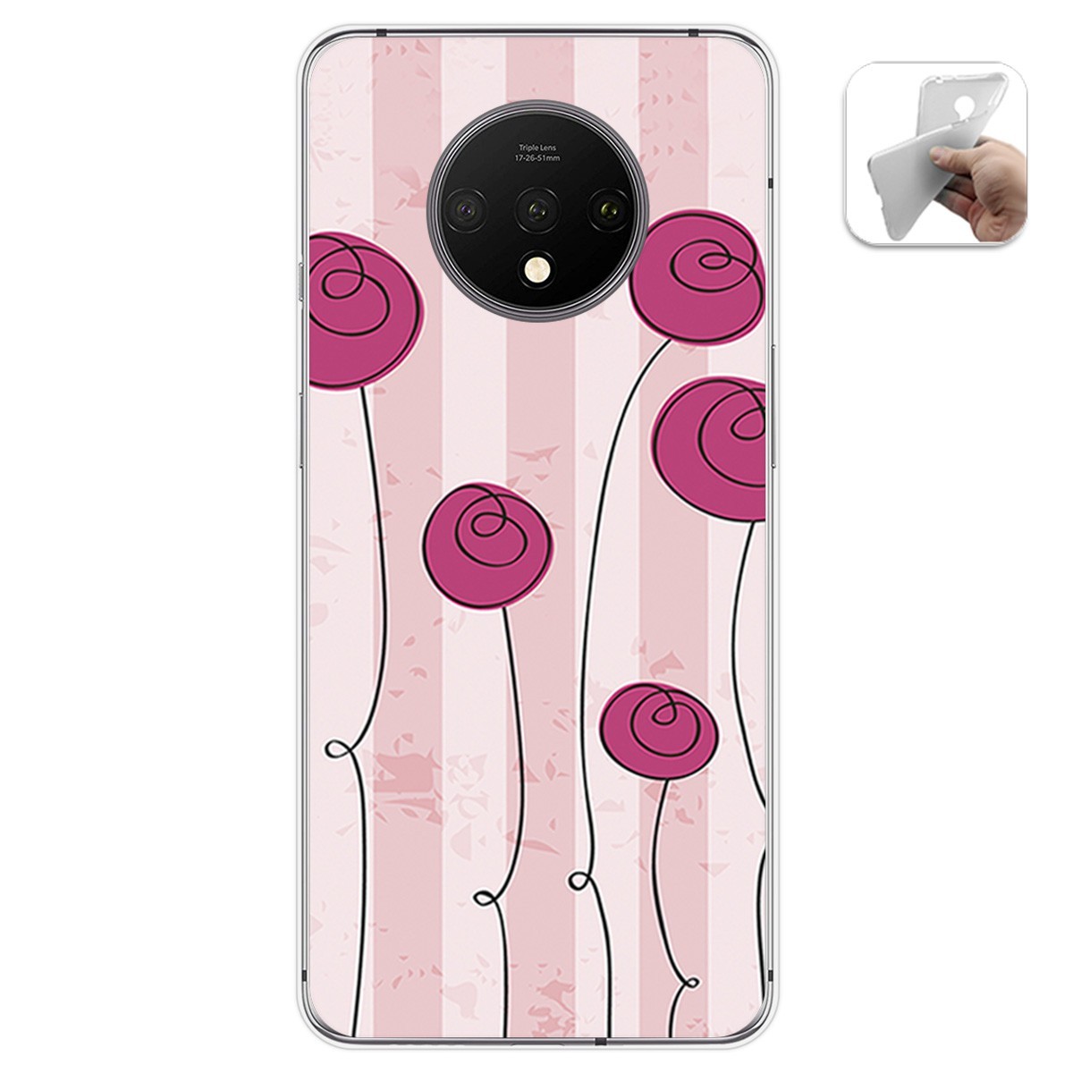 Funda Gel Tpu para Oneplus 7T diseño Flores Vintage Dibujos