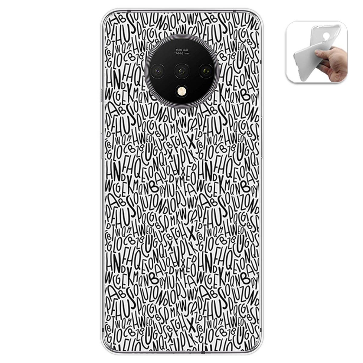 Funda Gel Tpu para Oneplus 7T diseño Letras Dibujos