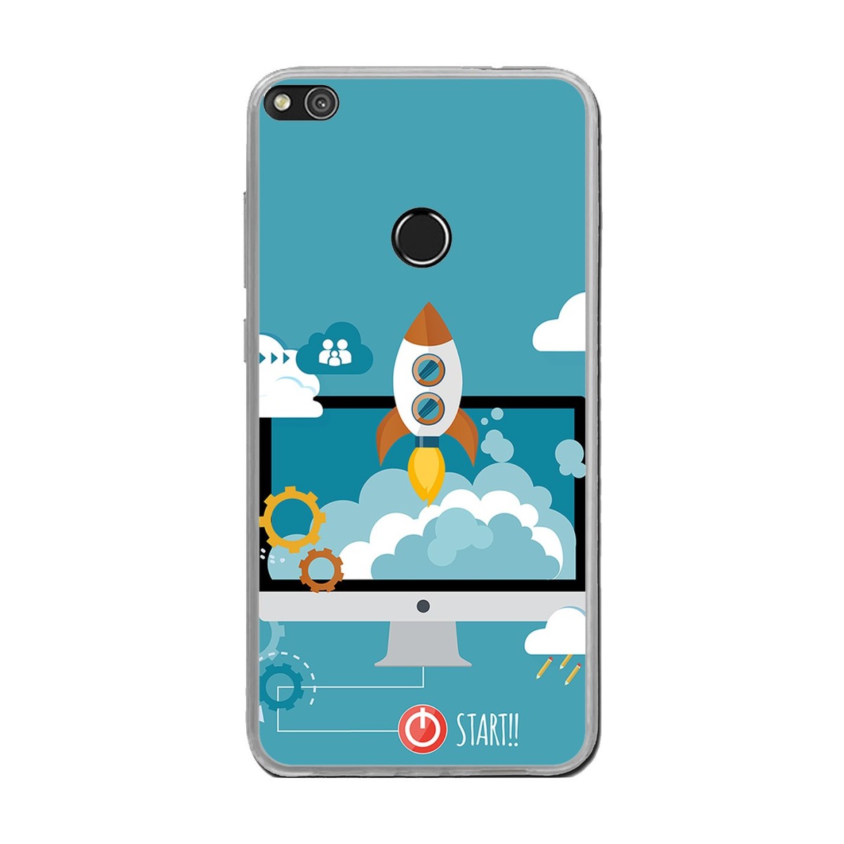 Funda Gel Tpu para Huawei P8 Lite 2017 Diseño Cohete Dibujos