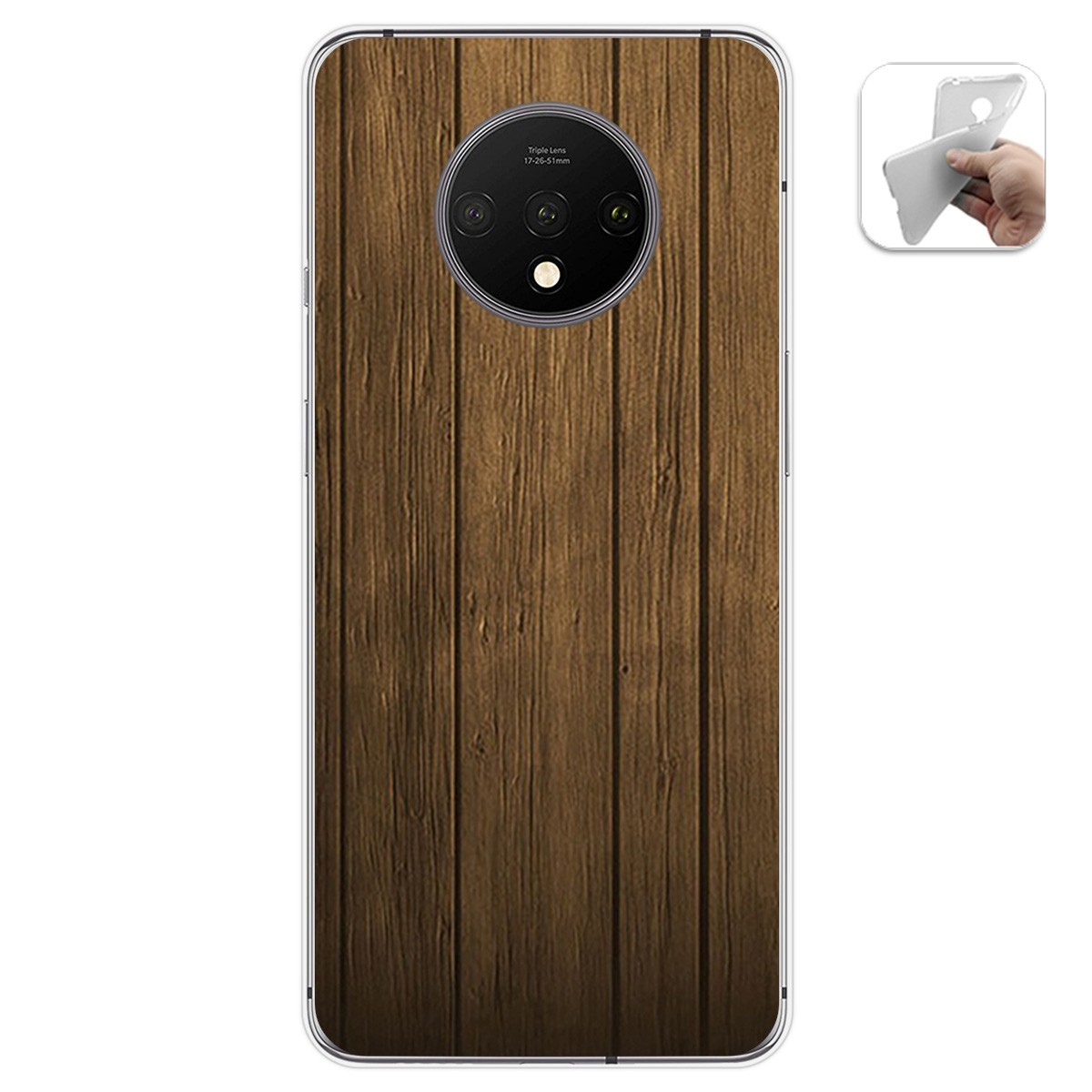 Funda Gel Tpu para Oneplus 7T diseño Madera Dibujos