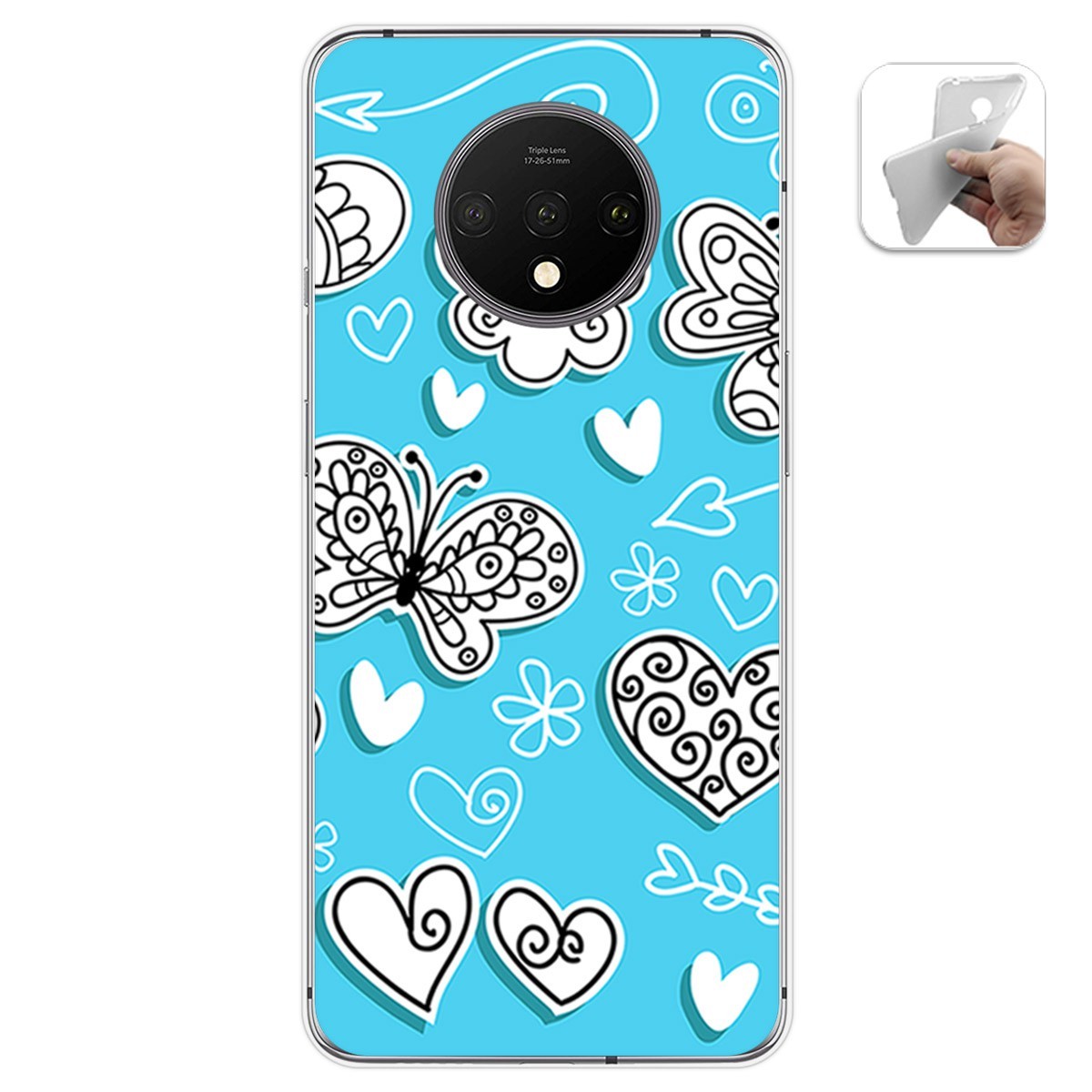 Funda Gel Tpu para Oneplus 7T diseño Mariposas Dibujos