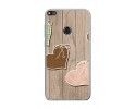 Funda Gel Tpu para Huawei P8 Lite 2017 Diseño Corazones Madera Dibujos
