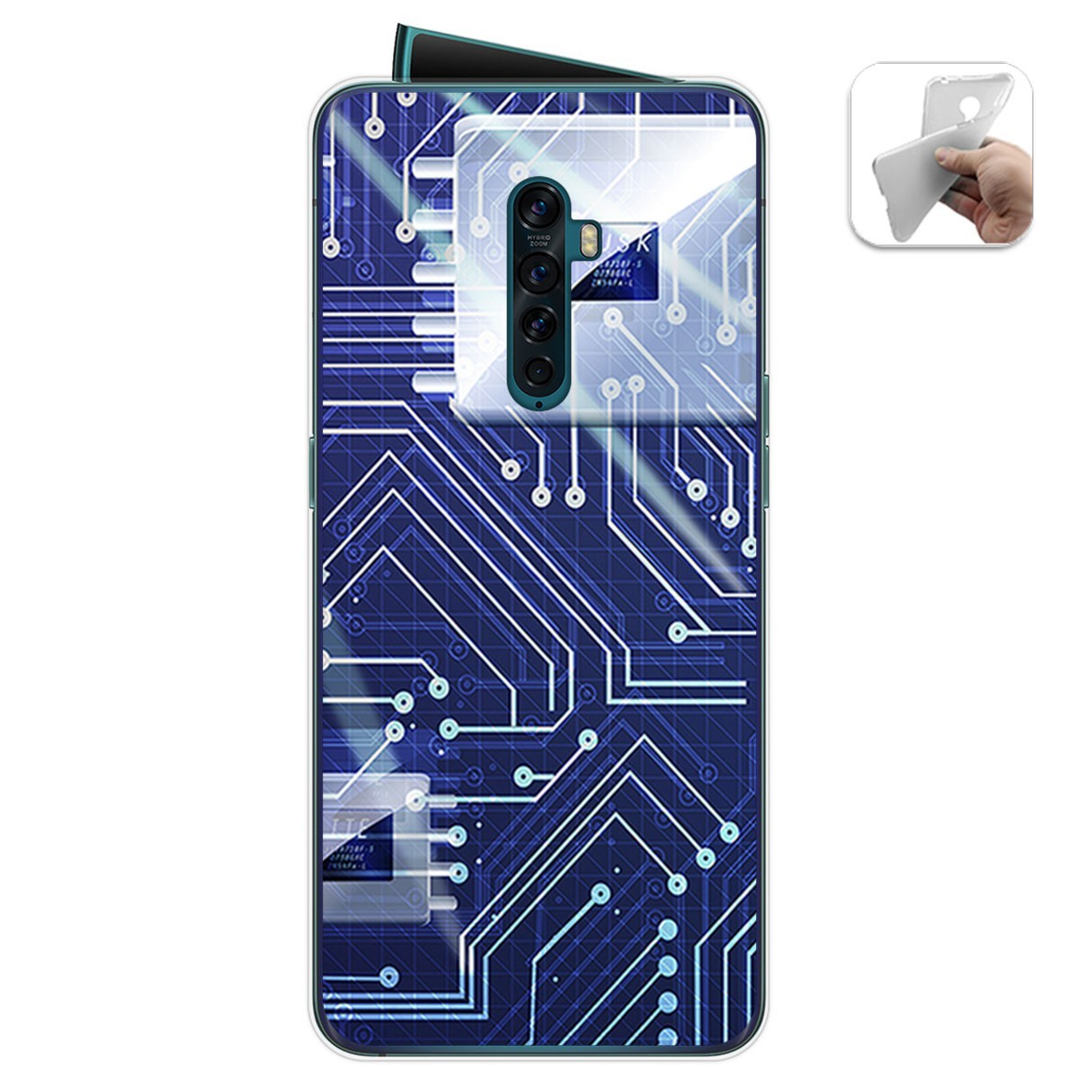 Funda Gel Tpu para Oppo Reno 2 diseño Circuito Dibujos