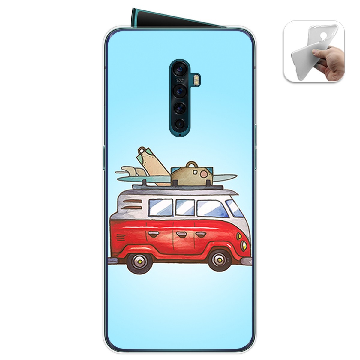 Funda Gel Tpu para Oppo Reno 2 diseño Furgoneta Dibujos