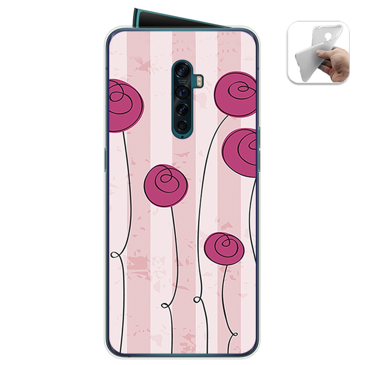 Funda Gel Tpu para Oppo Reno 2 diseño Flores Vintage Dibujos