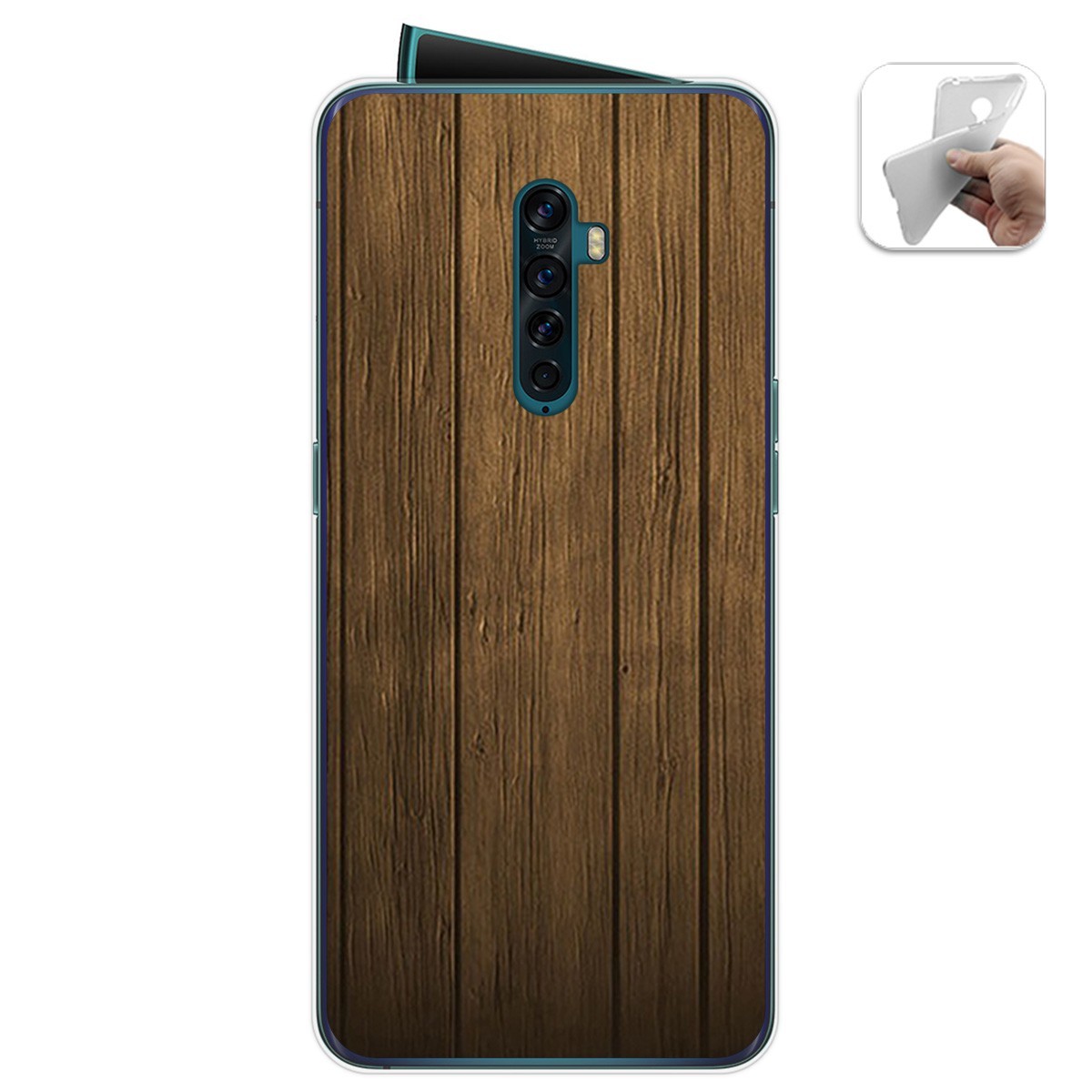 Funda Gel Tpu para Oppo Reno 2 diseño Madera Dibujos