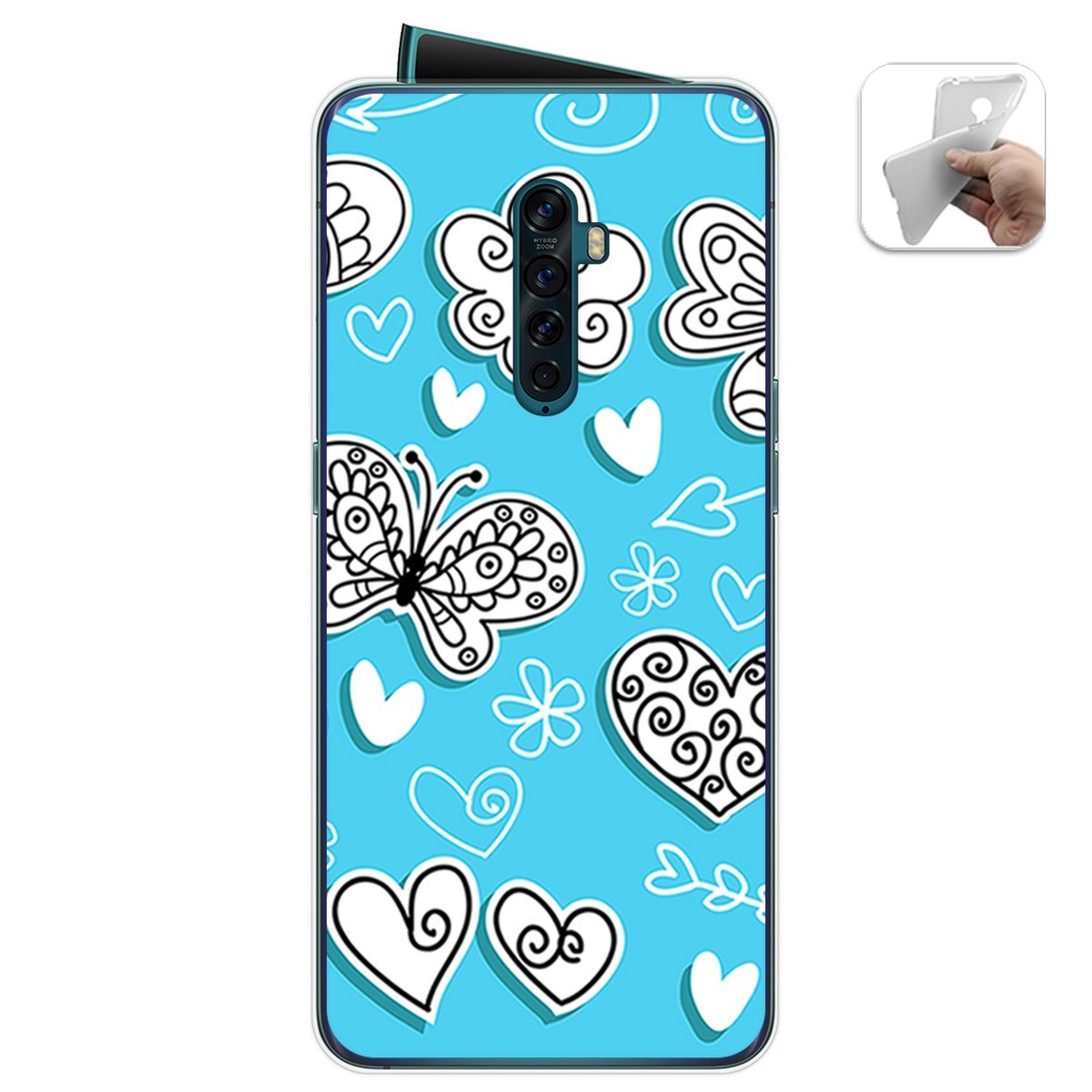 Funda Gel Tpu para Oppo Reno 2 diseño Mariposas Dibujos