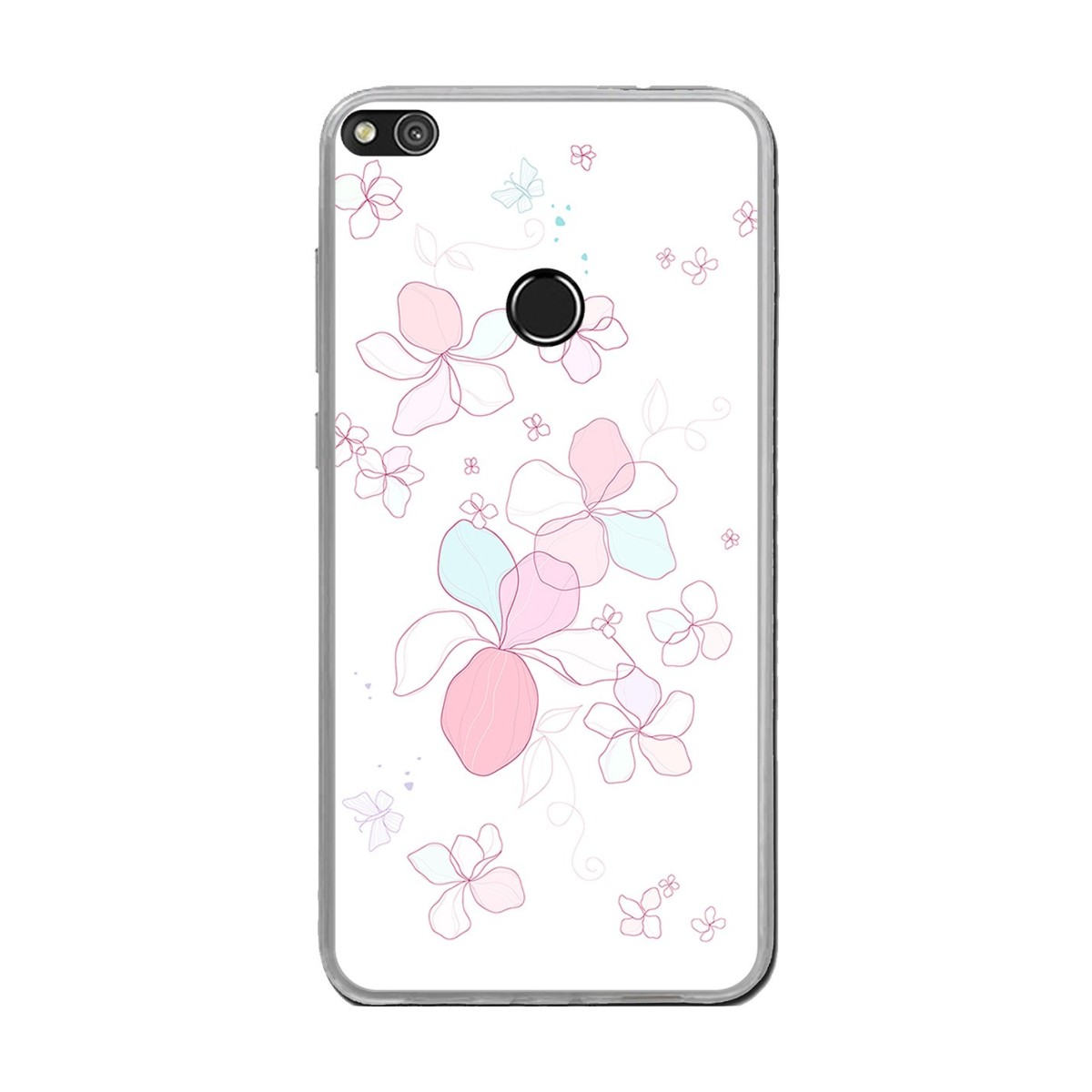 Funda Gel Tpu para Huawei P8 Lite 2017 Diseño Flores-Minimal Dibujos