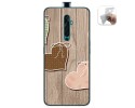 Funda Gel Tpu para Oppo Reno 2Z diseño Corazones Madera Dibujos