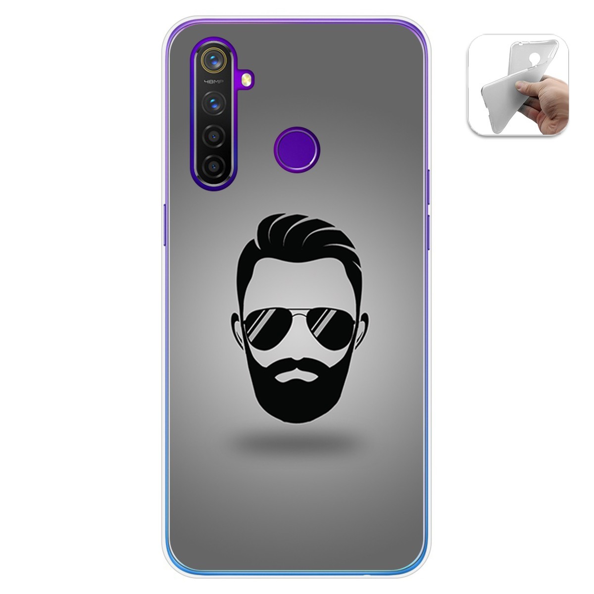 Funda Gel Tpu para Realme 5 Pro diseño Barba Dibujos