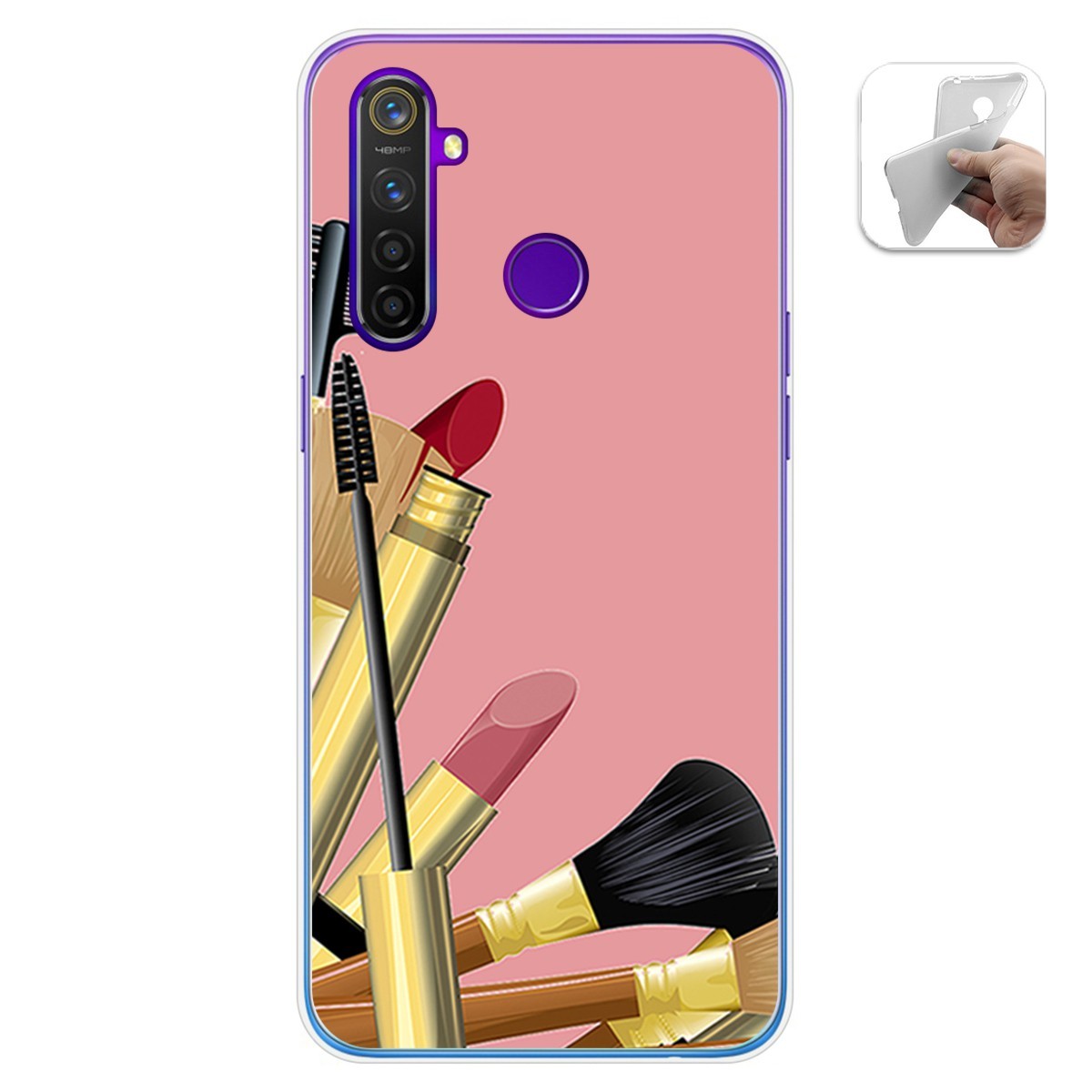Funda Gel Tpu para Realme 5 Pro diseño Brochas Dibujos