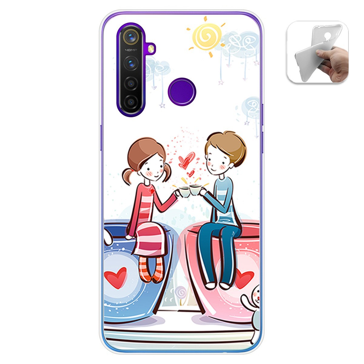 Funda Gel Tpu para Realme 5 Pro diseño Café Dibujos