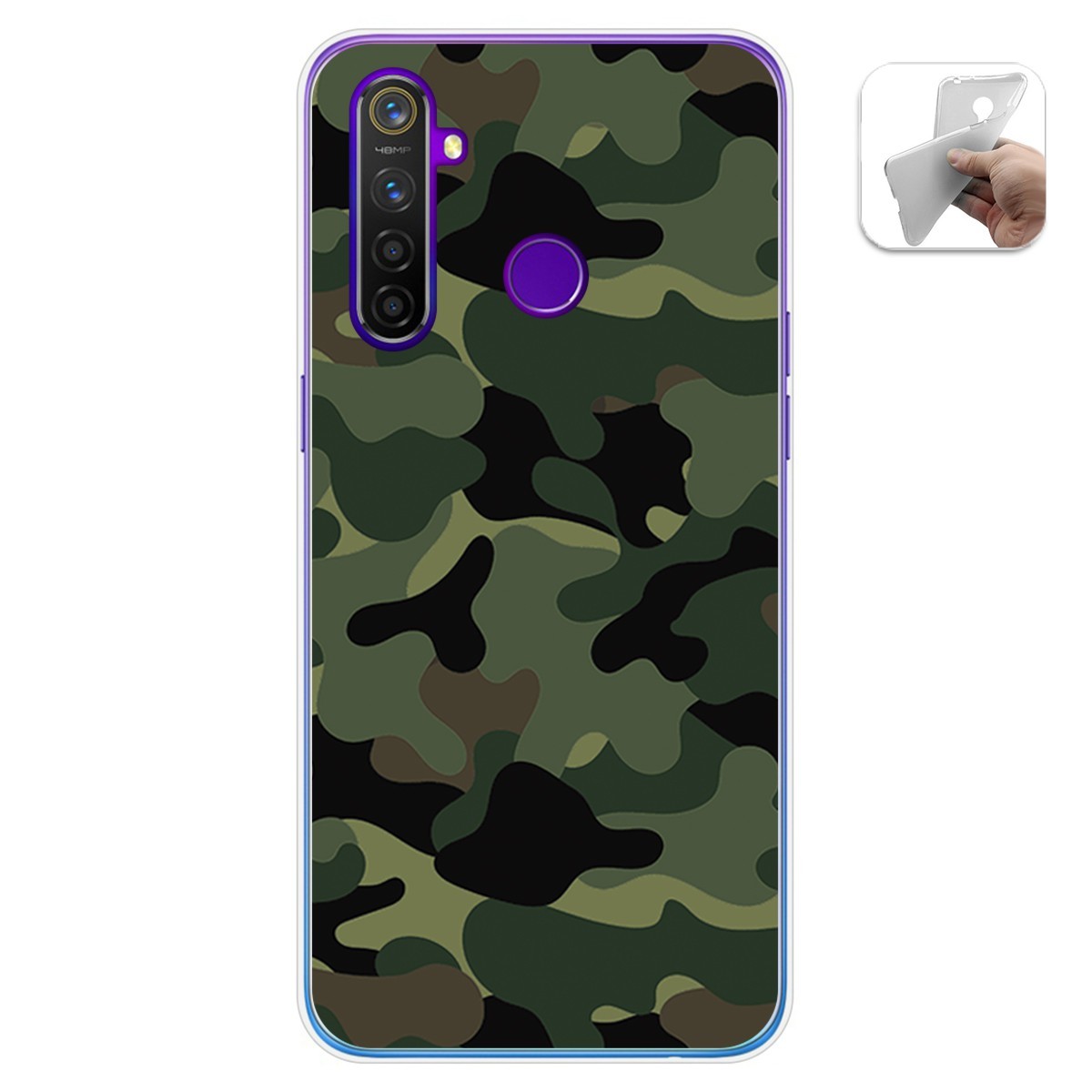 Funda Gel Tpu para Realme 5 Pro diseño Camuflaje Dibujos