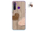 Funda Gel Tpu para Realme 5 Pro diseño Corazones Madera Dibujos