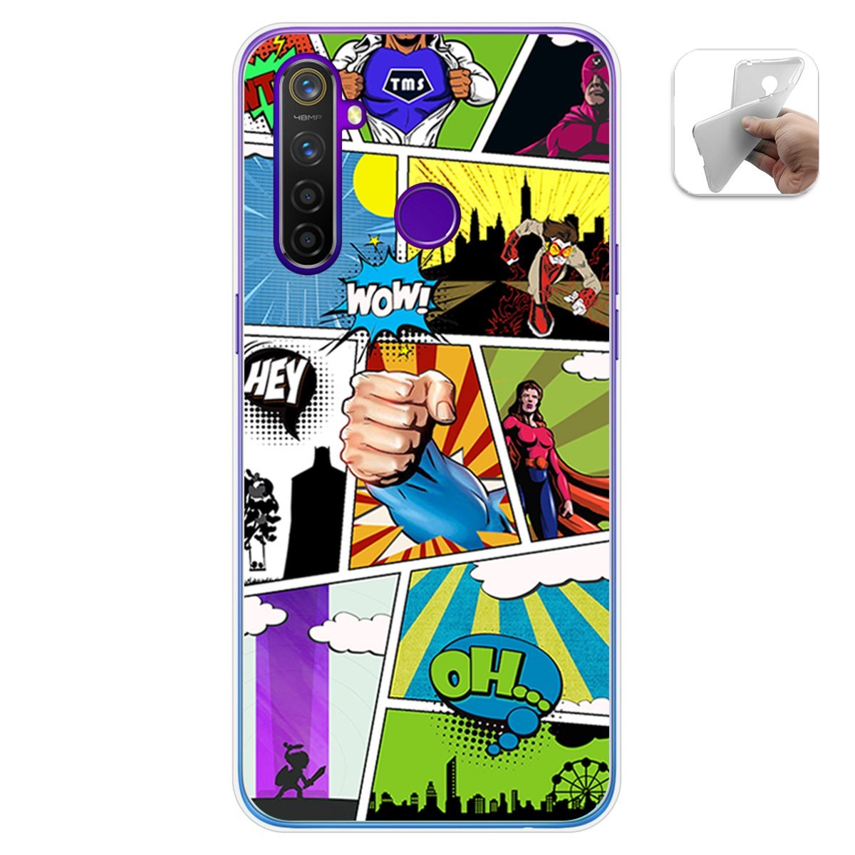 Funda Gel Tpu para Realme 5 Pro diseño Comic Dibujos