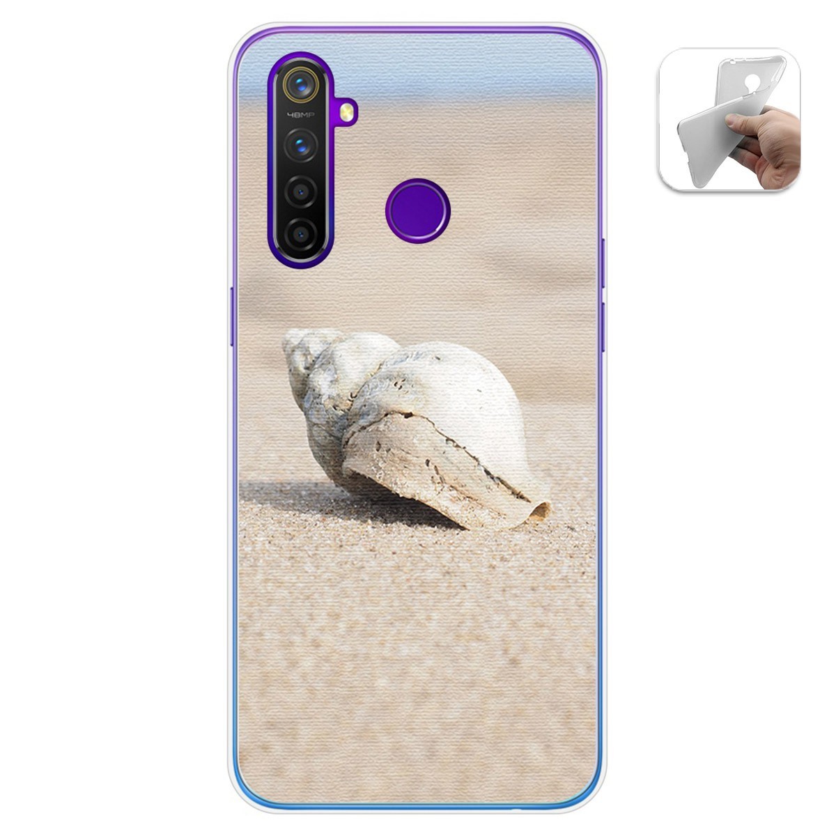 Funda Gel Tpu para Realme 5 Pro diseño Concha Dibujos