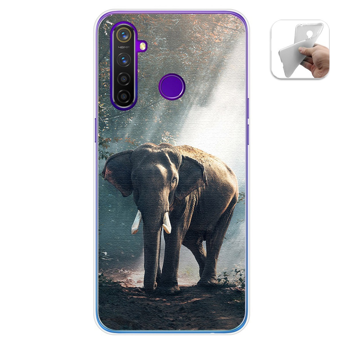 Funda Gel Tpu para Realme 5 Pro diseño Elefante Dibujos