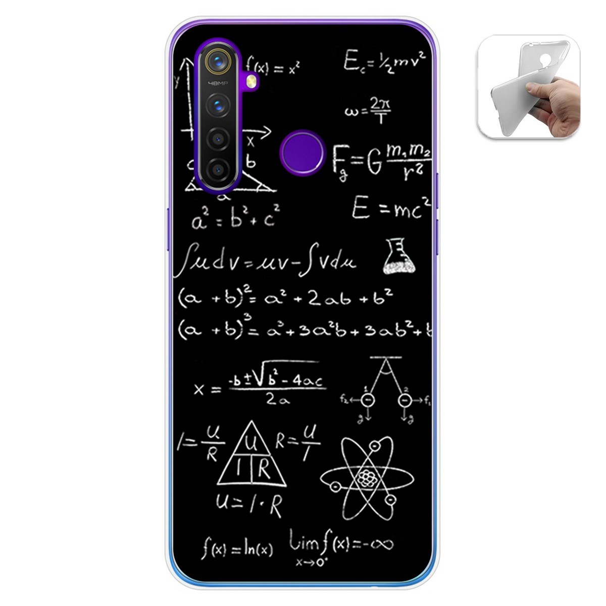Funda Gel Tpu para Realme 5 Pro diseño Formulas Dibujos