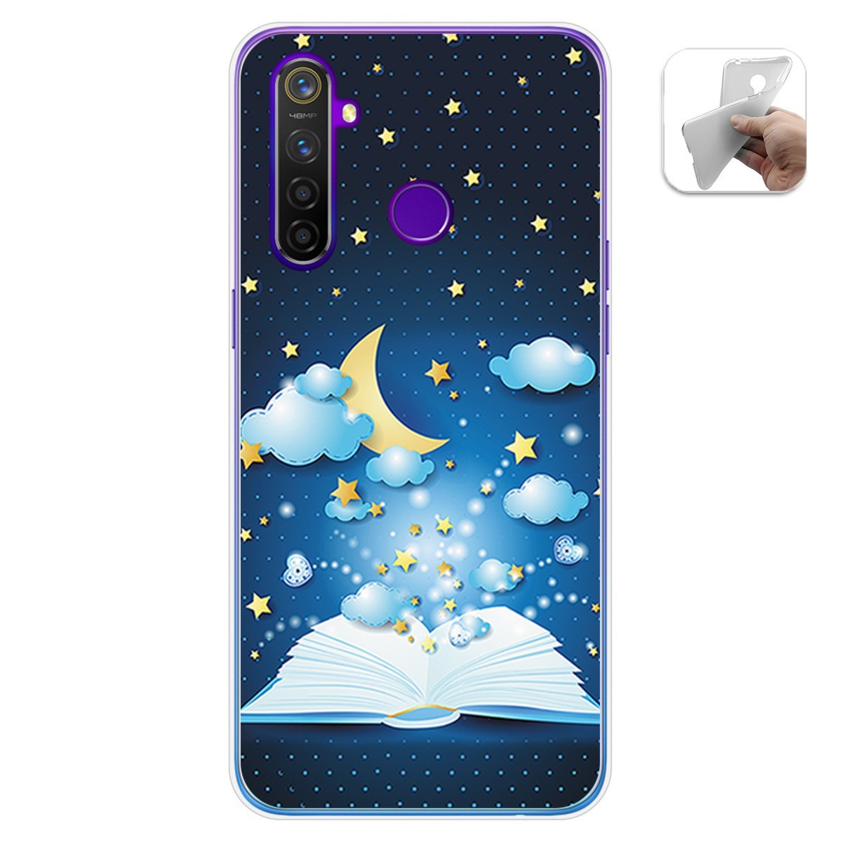 Funda Gel Tpu para Realme 5 Pro diseño Libro Cuentos Dibujos
