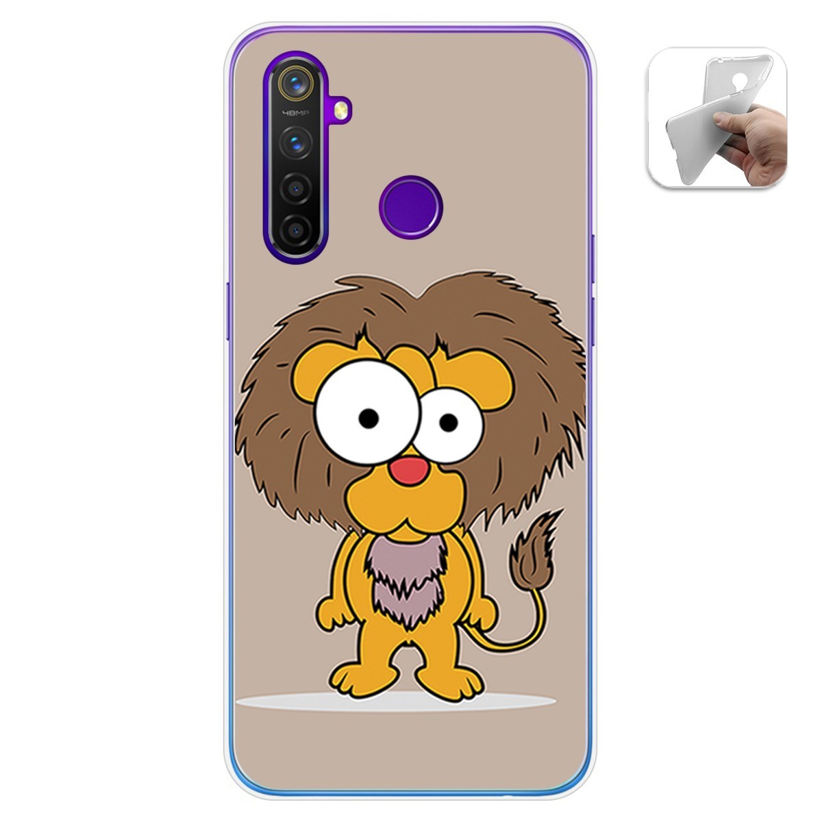 Funda Gel Tpu para Realme 5 Pro diseño Leon Dibujos