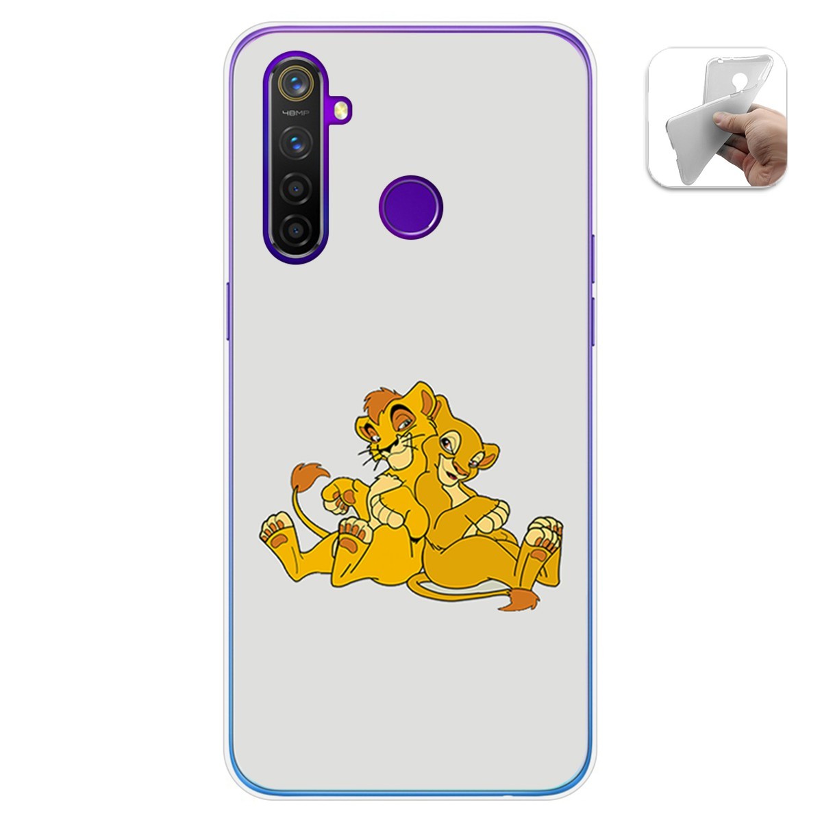 Funda Gel Tpu para Realme 5 Pro diseño Leones Dibujos