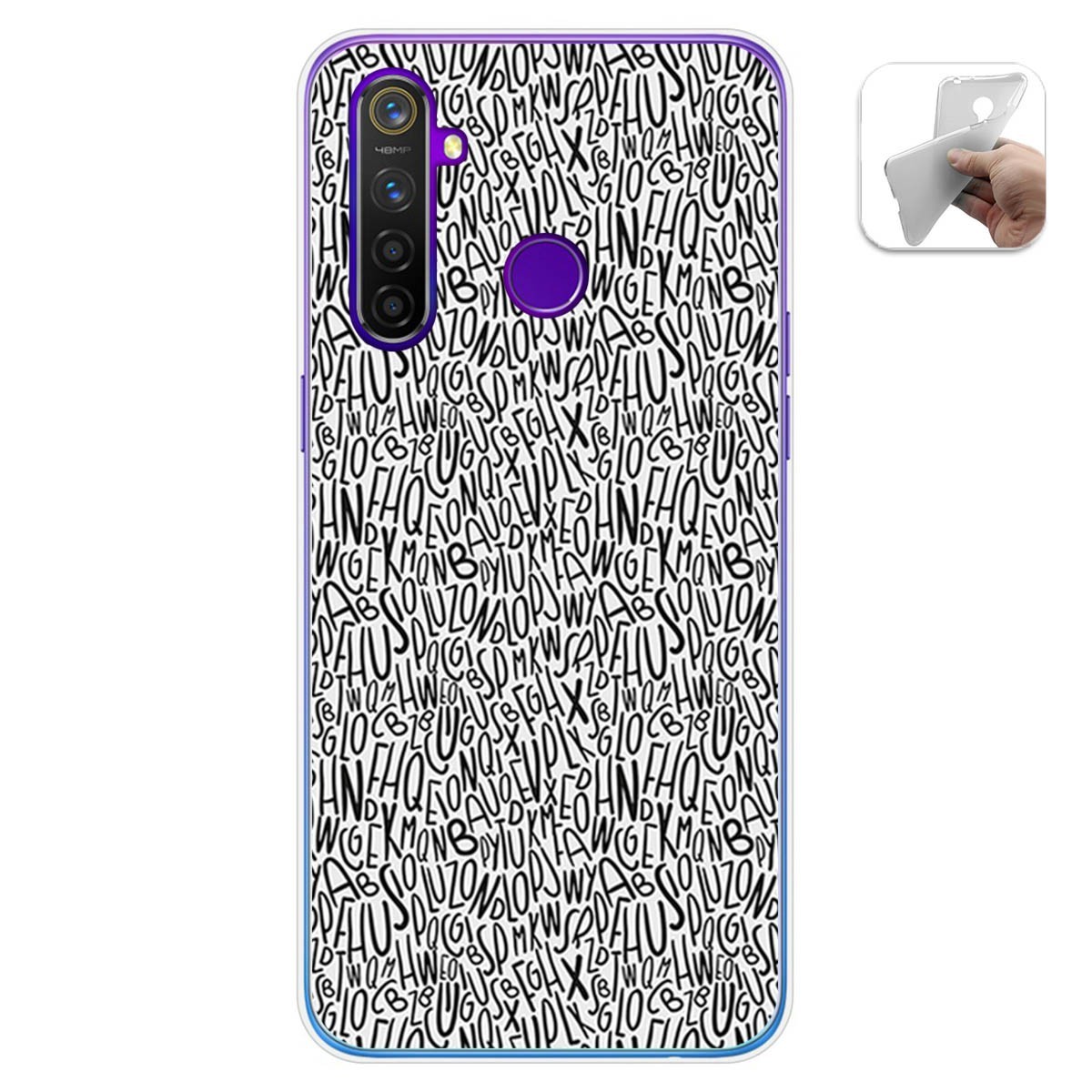 Funda Gel Tpu para Realme 5 Pro diseño Letras Dibujos