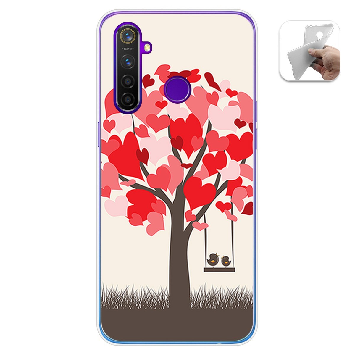 Funda Gel Tpu para Realme 5 Pro diseño Pajaritos Dibujos