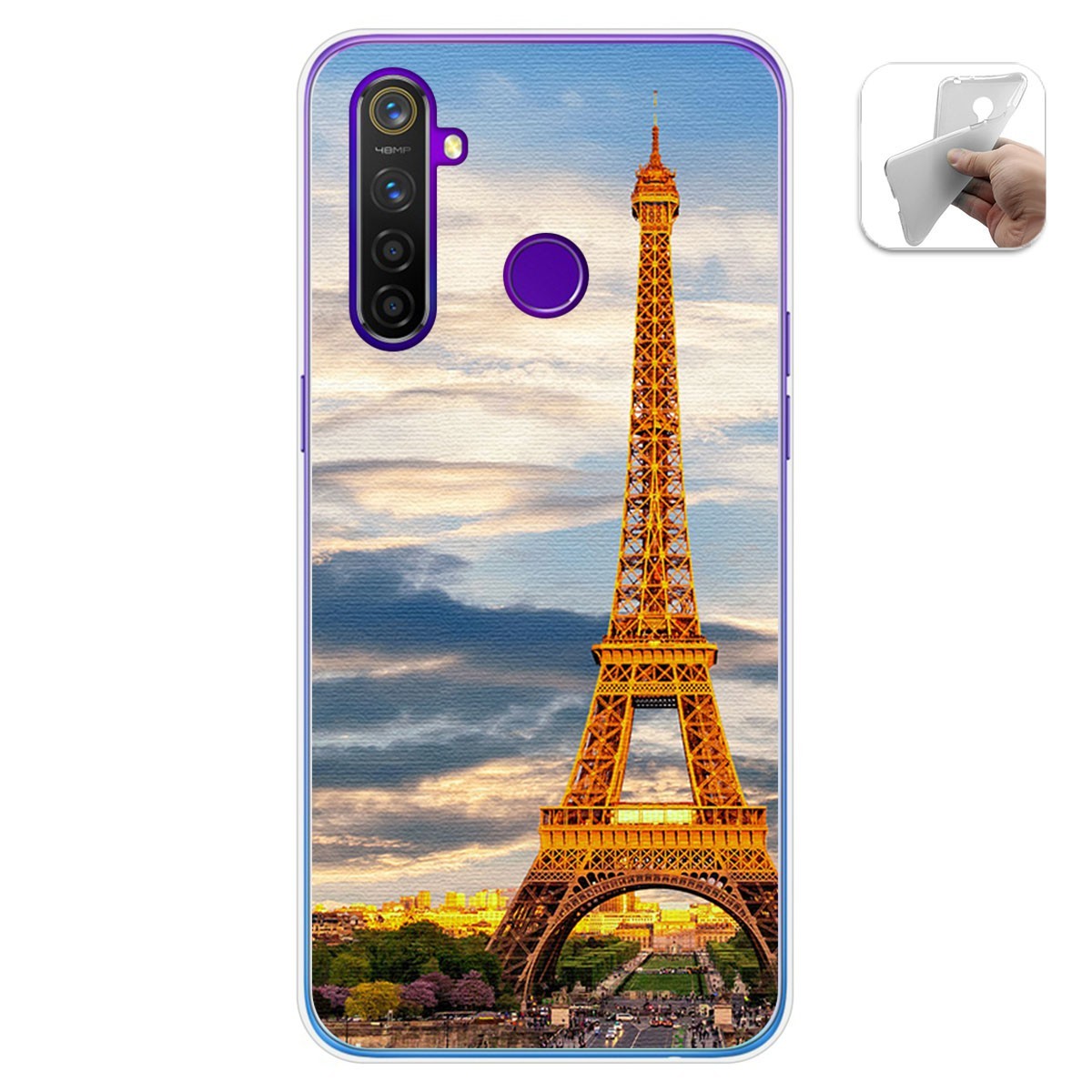 Funda Gel Tpu para Realme 5 Pro diseño Paris Dibujos